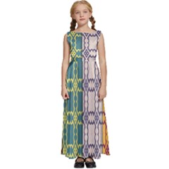 Grungy Vintage Patterns Kids  Satin Sleeveless Maxi Dress