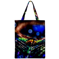 Peacock Feather Drop Zipper Classic Tote Bag by artworkshop