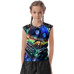 Peacock Feather Drop Kids  Raglan Cap Sleeve Tee by artworkshop