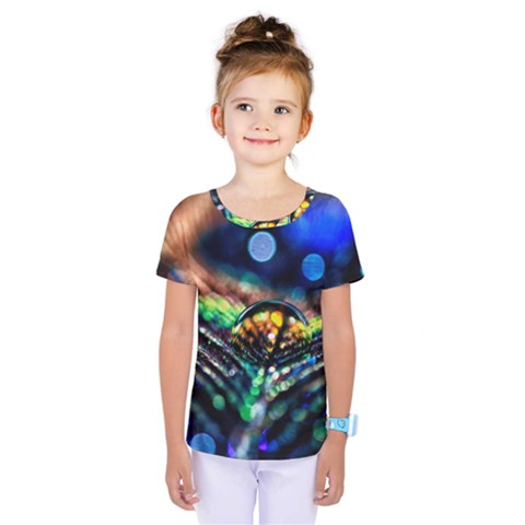 Peacock Feather Drop Kids  One Piece Tee by artworkshop