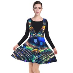 Peacock Feather Drop Plunge Pinafore Dress by artworkshop