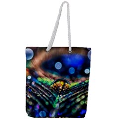 Peacock Feather Drop Full Print Rope Handle Tote (large) by artworkshop