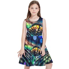 Peacock Feather Drop Kids  Skater Dress