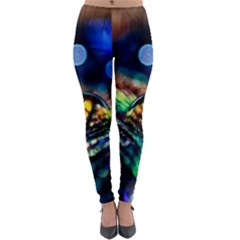 Peacock Feather Drop Lightweight Velour Leggings by artworkshop