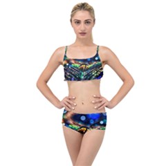 Peacock Feather Drop Layered Top Bikini Set by artworkshop