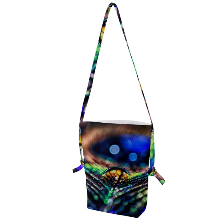 Peacock Feather Drop Folding Shoulder Bag