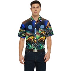 Peacock Feather Drop Men s Short Sleeve Pocket Shirt  by artworkshop