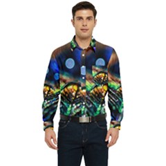 Peacock Feather Drop Men s Long Sleeve Pocket Shirt 