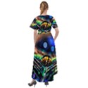 Peacock Feather Drop Front Wrap High Low Dress View2