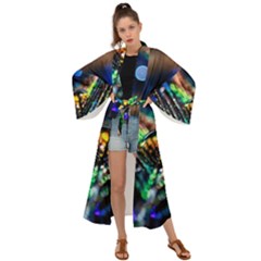 Peacock Feather Drop Maxi Kimono by artworkshop