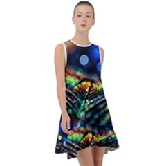 Peacock Feather Drop Frill Swing Dress by artworkshop