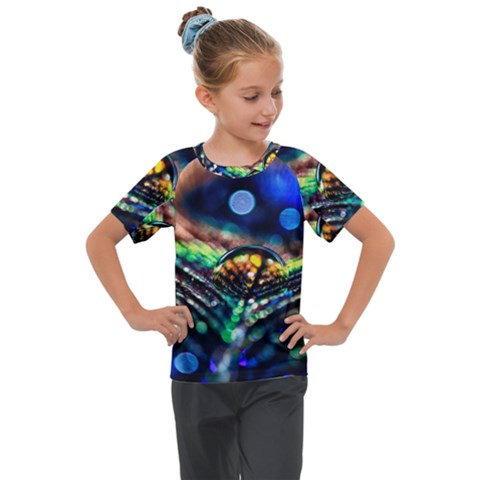 Peacock Feather Drop Kids  Mesh Piece Tee by artworkshop