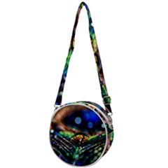 Peacock Feather Drop Crossbody Circle Bag by artworkshop