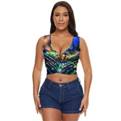 Peacock Feather Drop Women s Sleeveless Wrap Top