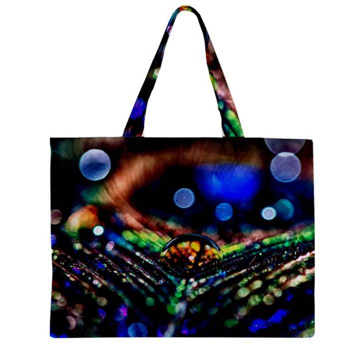 Peacock Feather Drop Zipper Mini Tote Bag