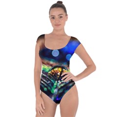 Peacock Feather Drop Short Sleeve Leotard  by artworkshop