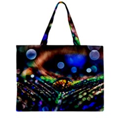 Peacock Feather Drop Zipper Mini Tote Bag by artworkshop