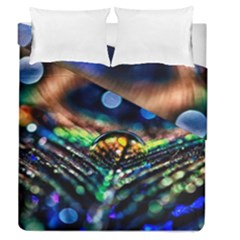 Peacock Feather Drop Duvet Cover Double Side (queen Size) by artworkshop