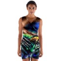 Peacock Feather Drop Wrap Front Bodycon Dress View1