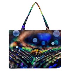 Peacock Feather Drop Zipper Medium Tote Bag by artworkshop