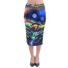 Peacock Feather Drop Velvet Midi Pencil Skirt by artworkshop