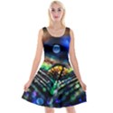 Peacock Feather Drop Reversible Velvet Sleeveless Dress View1