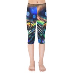 Peacock Feather Drop Kids  Capri Leggings  by artworkshop