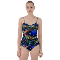 Peacock Feather Drop Sweetheart Tankini Set