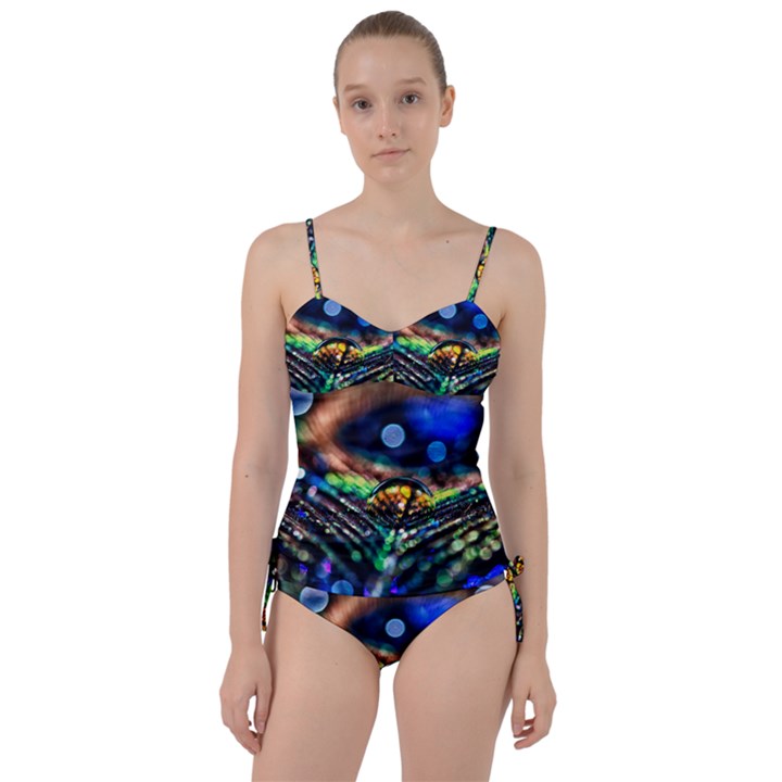 Peacock Feather Drop Sweetheart Tankini Set