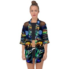 Peacock Feather Drop Open Front Chiffon Kimono by artworkshop