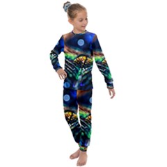 Peacock Feather Drop Kids  Long Sleeve Set  by artworkshop