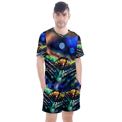 Peacock Feather Drop Men s Mesh Tee And Shorts Set by artworkshop