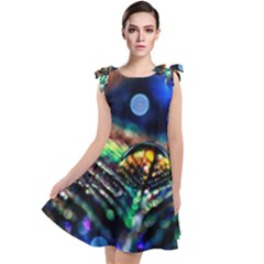 Peacock Feather Drop Tie Up Tunic Dress by artworkshop