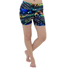 Peacock Feather Drop Lightweight Velour Yoga Shorts by artworkshop