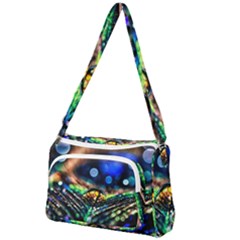 Peacock Feather Drop Front Pocket Crossbody Bag by artworkshop