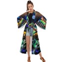 Peacock Feather Drop Maxi Kimono View1