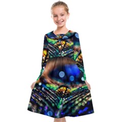 Peacock Feather Drop Kids  Midi Sailor Dress by artworkshop