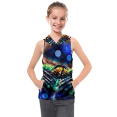 Peacock Feather Drop Kids  Sleeveless Hoodie by artworkshop