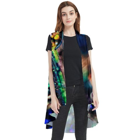 Peacock Feather Drop Sleeveless Chiffon Waistcoat Shirt by artworkshop