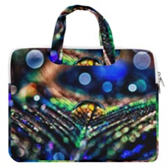 Peacock Feather Drop Macbook Pro 16  Double Pocket Laptop Bag 