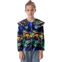 Peacock Feather Drop Kids  Peter Pan Collar Blouse