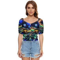 Peacock Feather Drop Button Up Blouse