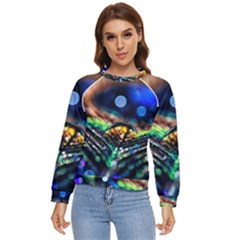 Peacock Feather Drop Women s Long Sleeve Raglan Tee