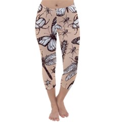 Vintage-drawn-insect-seamless-pattern Capri Winter Leggings 