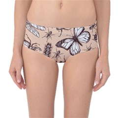 Vintage-drawn-insect-seamless-pattern Mid-waist Bikini Bottoms