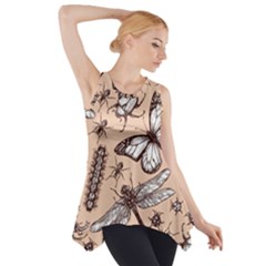 Vintage-drawn-insect-seamless-pattern Side Drop Tank Tunic