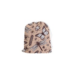 Vintage-drawn-insect-seamless-pattern Drawstring Pouch (xs)