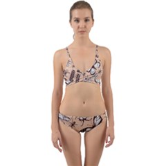 Vintage-drawn-insect-seamless-pattern Wrap Around Bikini Set