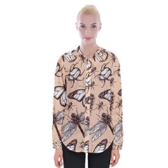 Vintage-drawn-insect-seamless-pattern Womens Long Sleeve Shirt