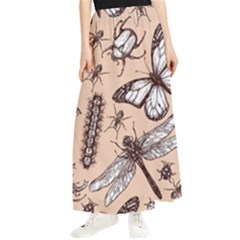 Vintage-drawn-insect-seamless-pattern Maxi Chiffon Skirt